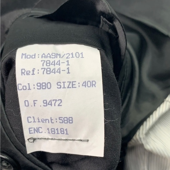 Aquascutum Men's Suit Jacket Blazer Dark Grey / Black Lined Wool Size 40R - Picture 10 of 11